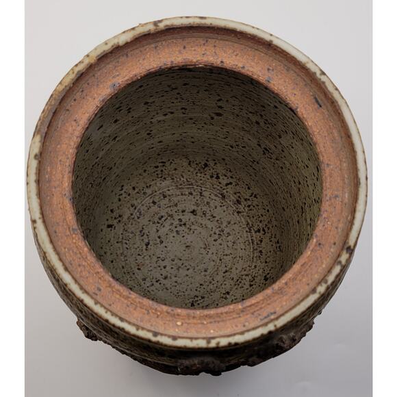 Unmarked Hand Thrown Art Pottery Brown Speckled Terracotta Canister - Picture 7 of 10